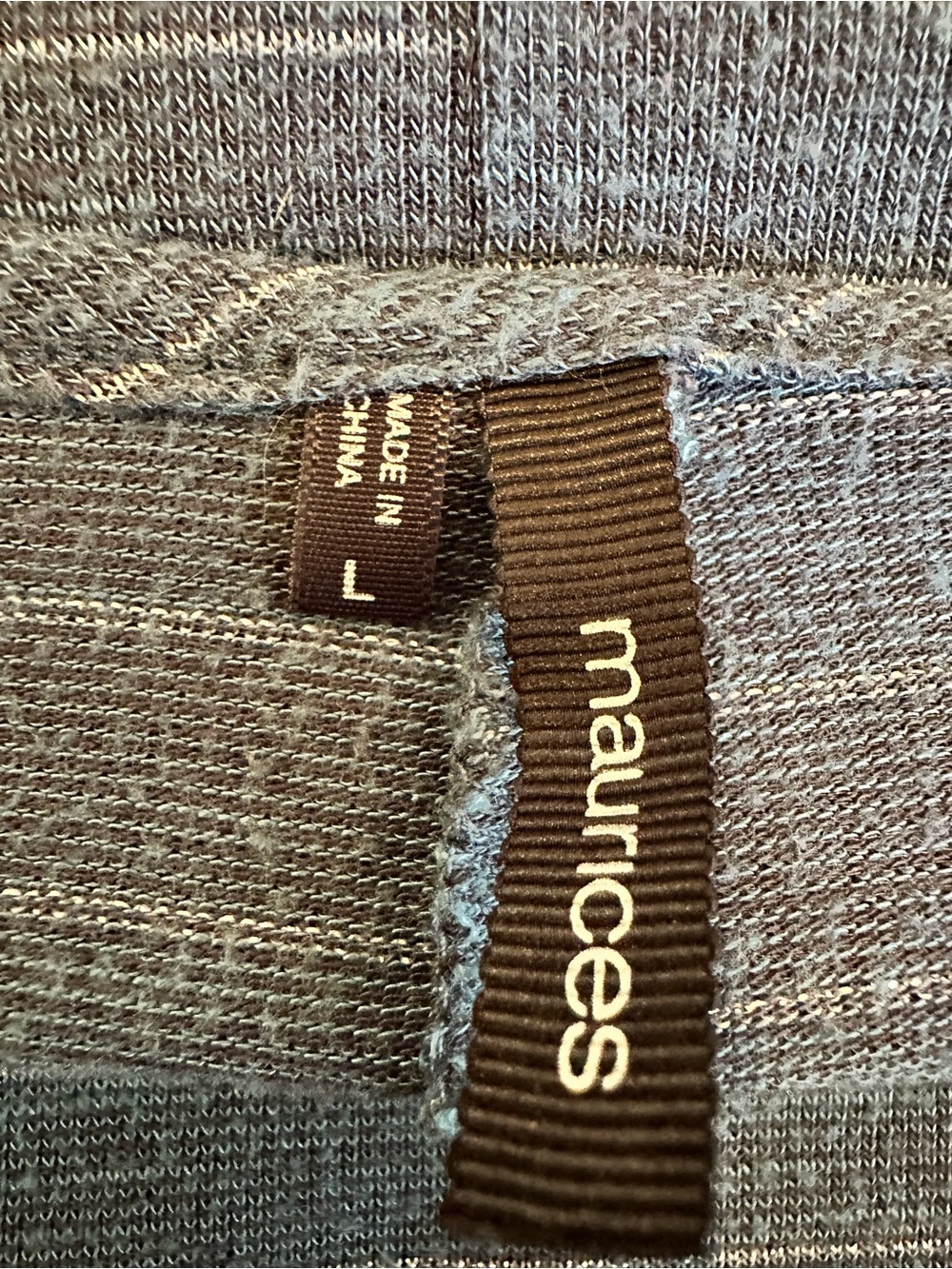 Maurices Heathered Blue Knit Top with Subtle Stripe Texture | Large - Picture 4 of 8